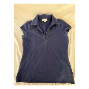 Loft Short Sleeve Blue Collared Shirt Size S